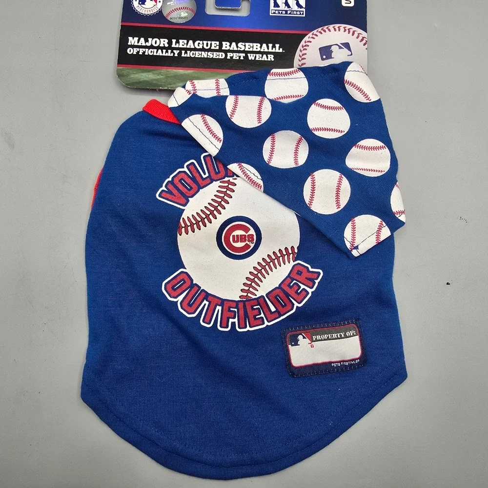 Pets First MLB Chicago Cubs Pet Tank Top and Bandana Set Small Blue